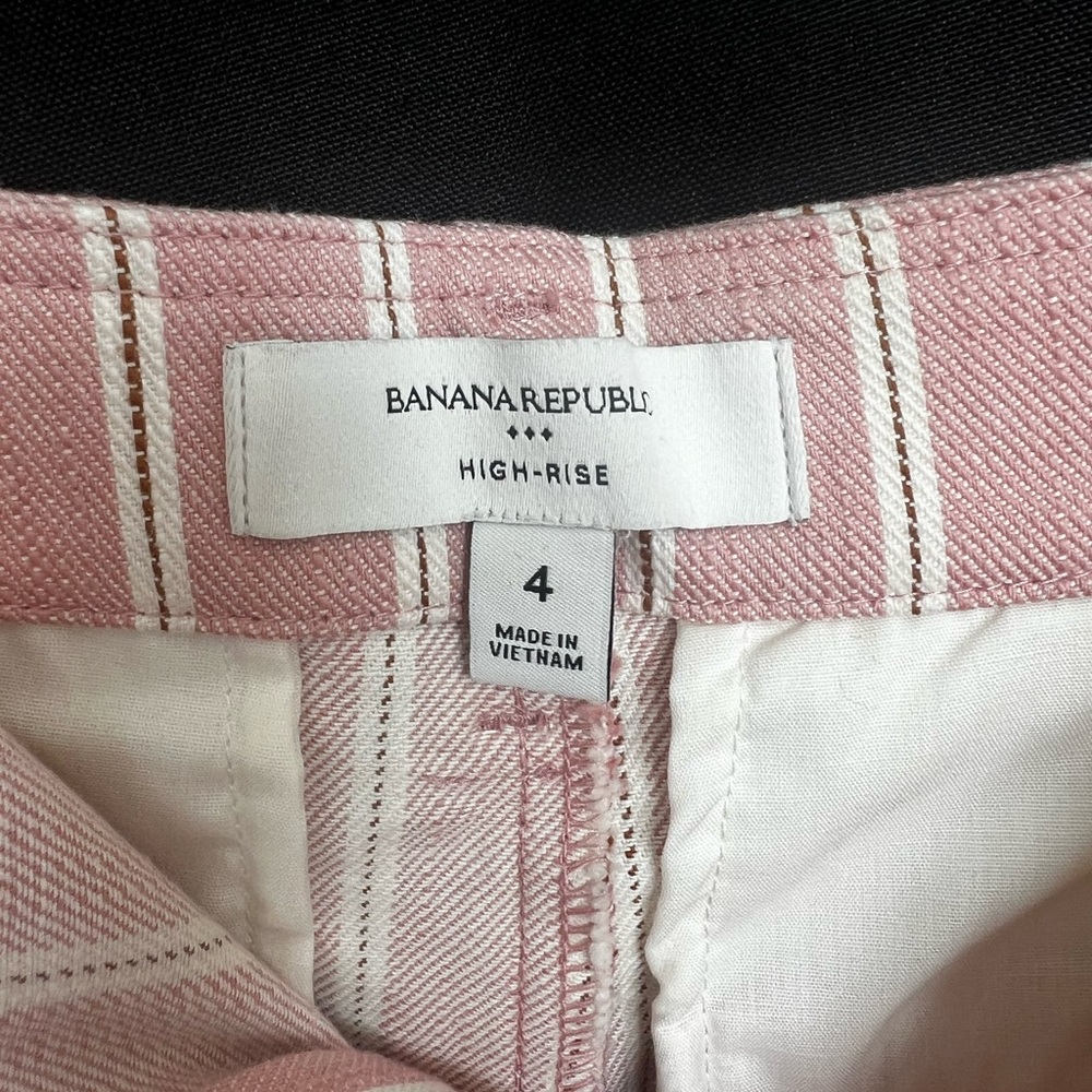 🆕 🌸 NWOT Banana Republic Pink Striped High Rise Shorts | Women’s Size 4 - Picture 7 of 10
